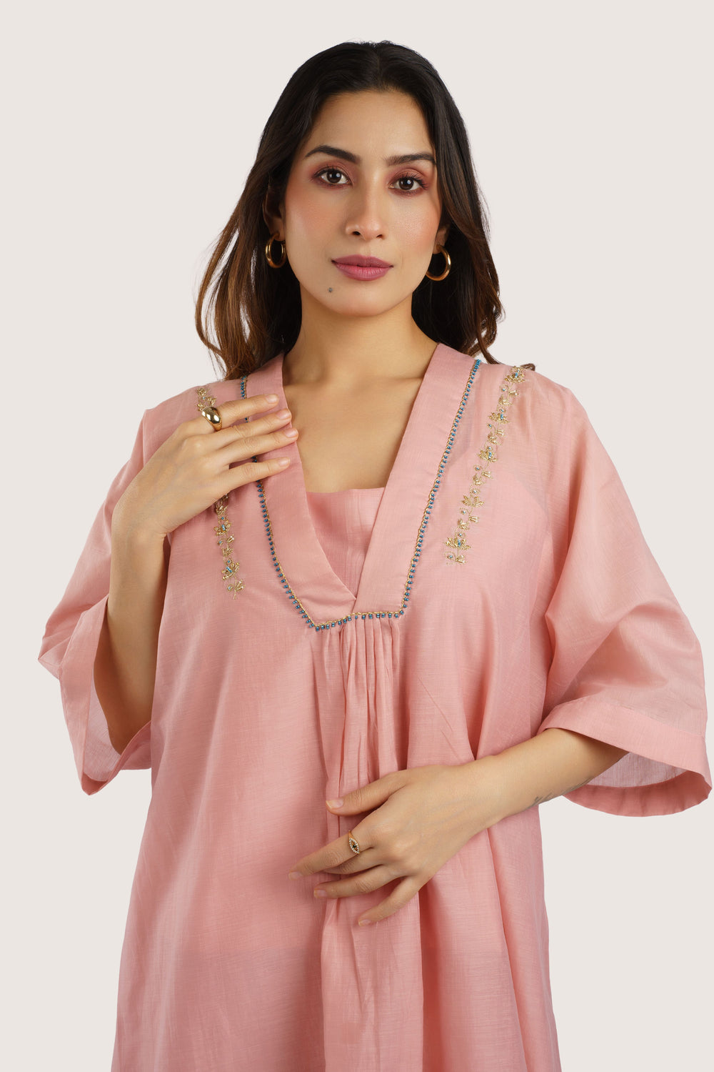 Fiza Peach comfort Kaftan 3 piece set