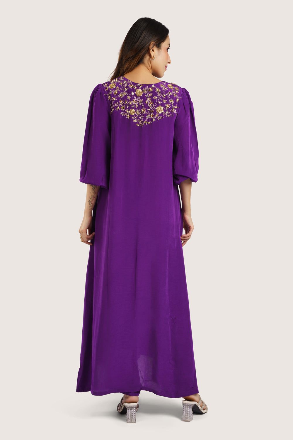 Gulbahaar Royal Purple Embroidered two piece kurta set