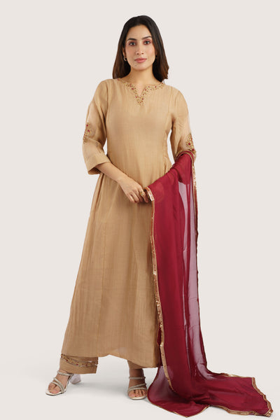 Mughal Butta – Pure Malai Chanderi Kurta Set