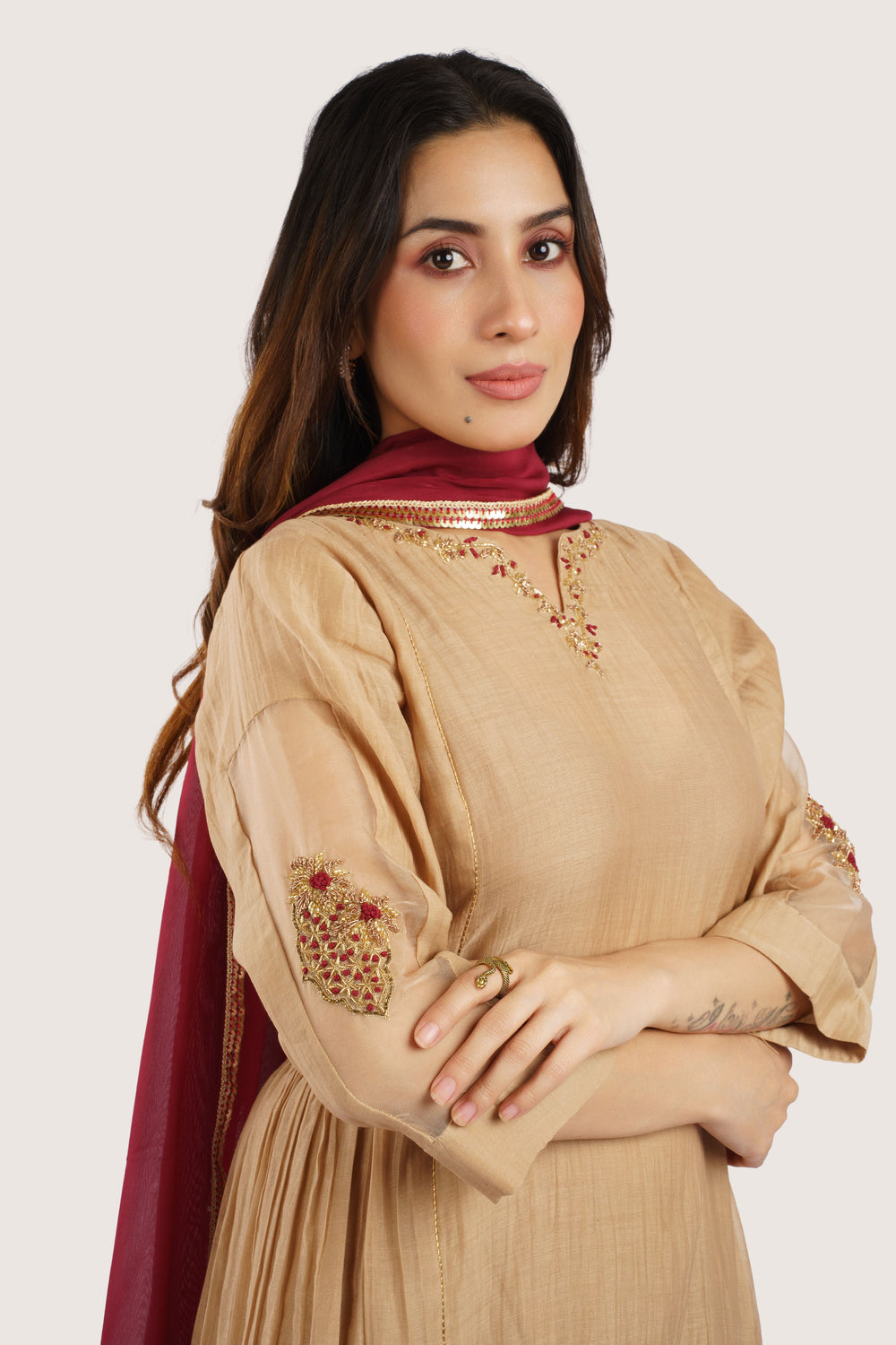 Mughal Butta – Pure Malai Chanderi Kurta Set