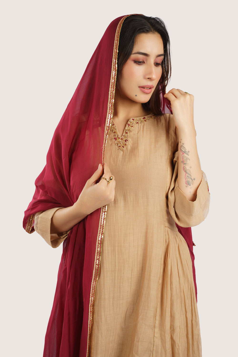 Mughal Butta – Pure Malai Chanderi Kurta Set