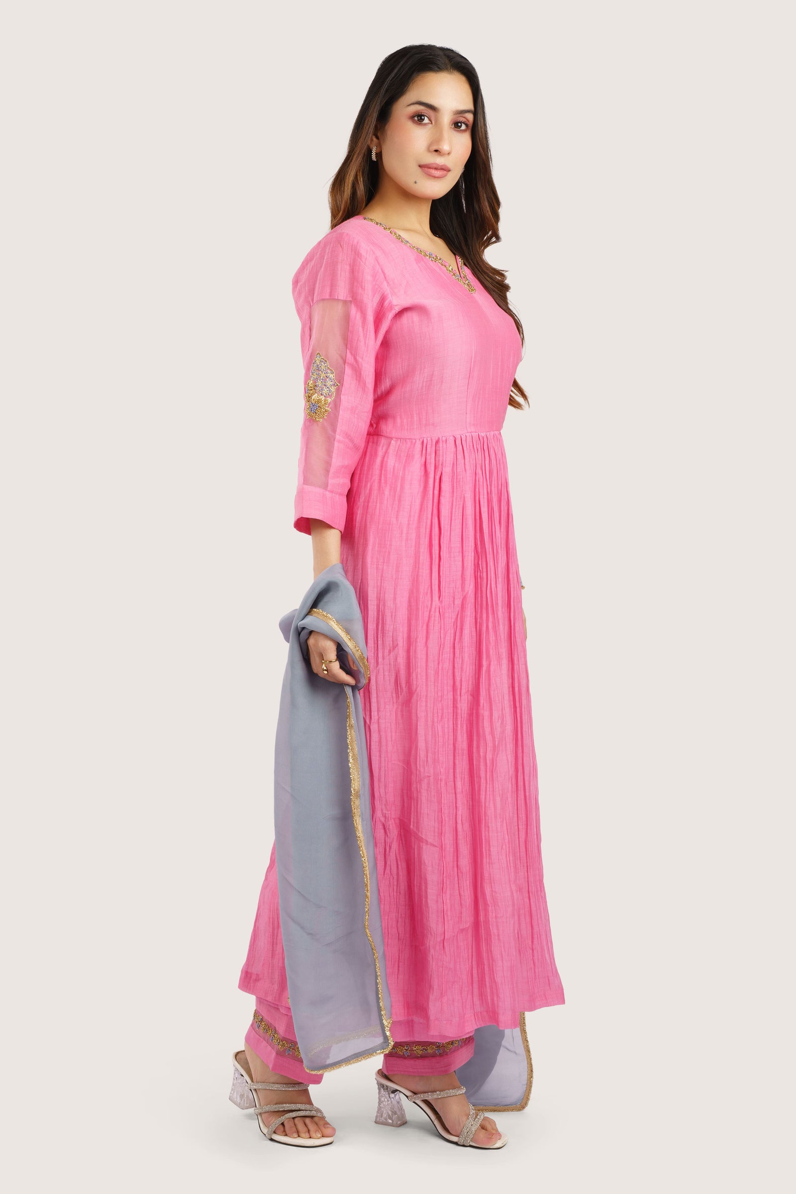 Mughal Butta – Pure Malai Chanderi Kurta Set