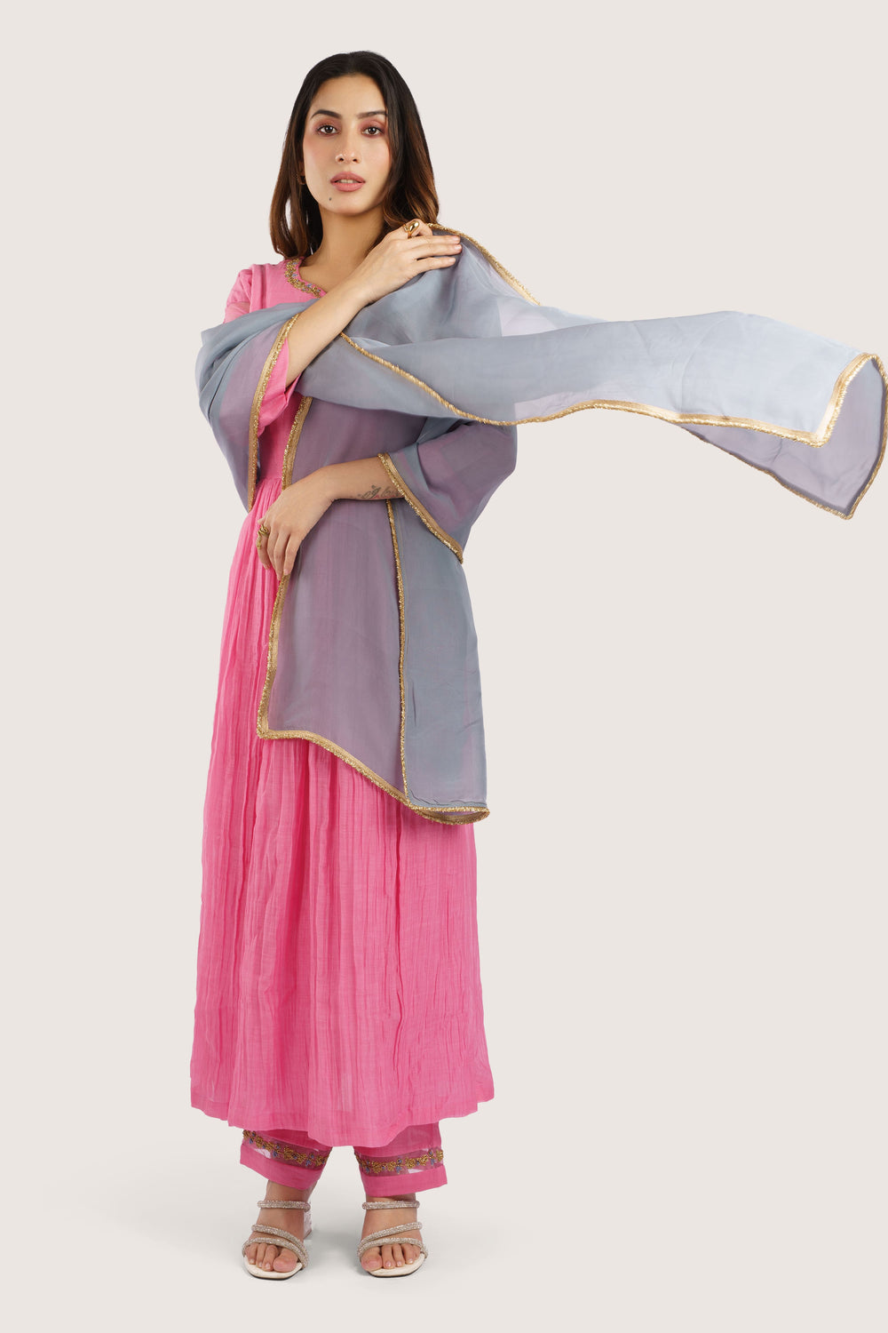 Mughal Butta – Pure Malai Chanderi Kurta Set