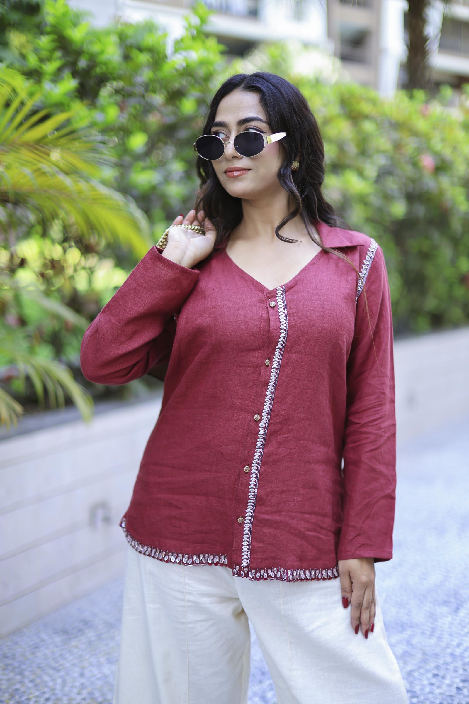 The Omna Women Siena Ease Linen Shirt