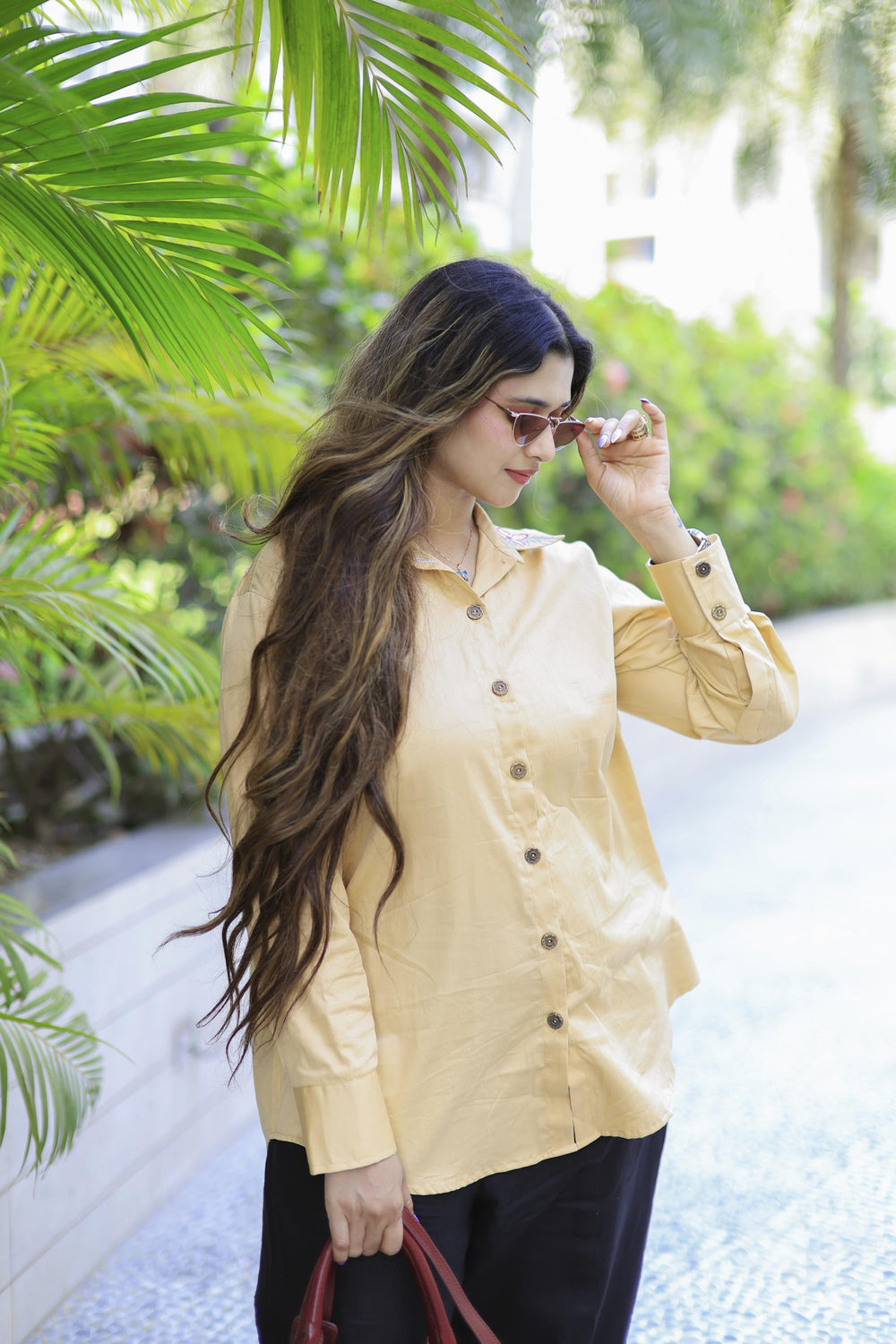 The Omna Women Ivory blush garden Shirt
