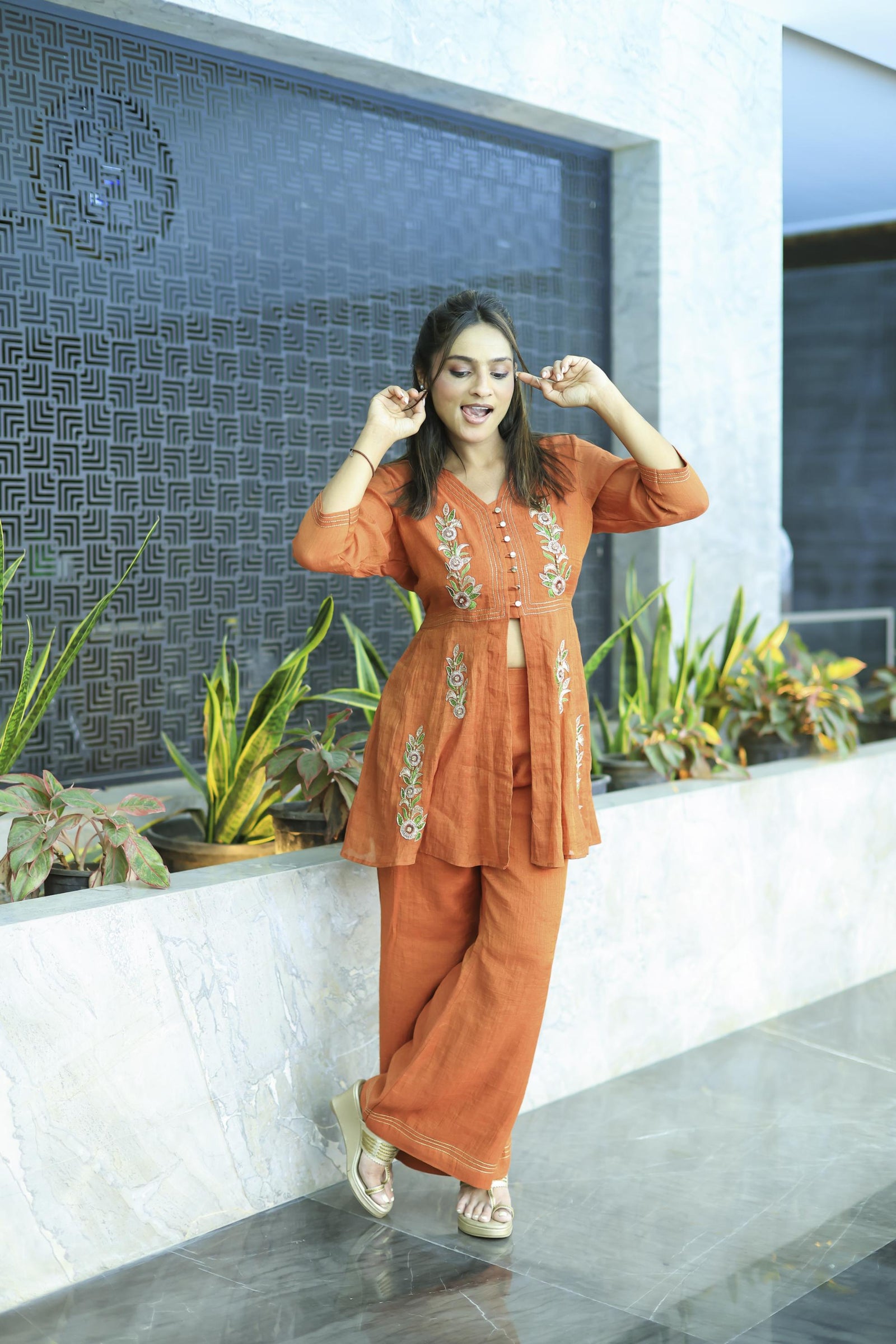 The Omna Women Zareen Vanya Peplum set