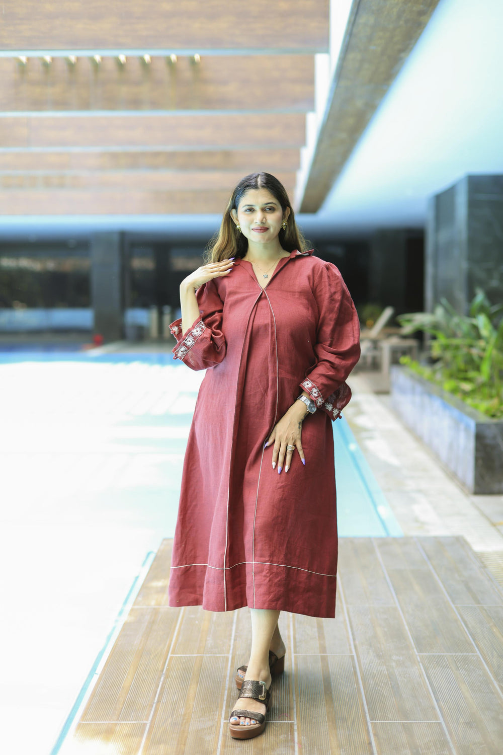 The Omna Women  Sunveil Linen Dress