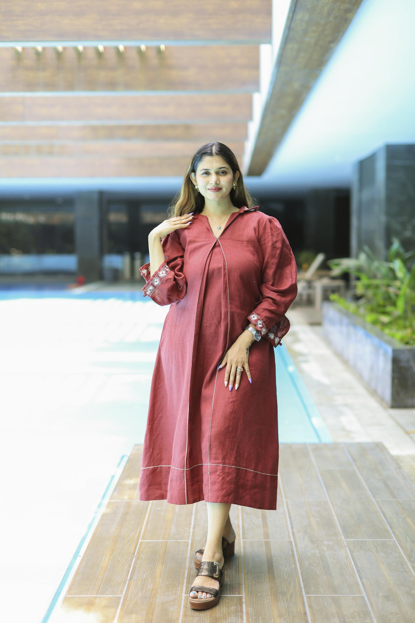 The Omna Women  Sunveil Linen Dress