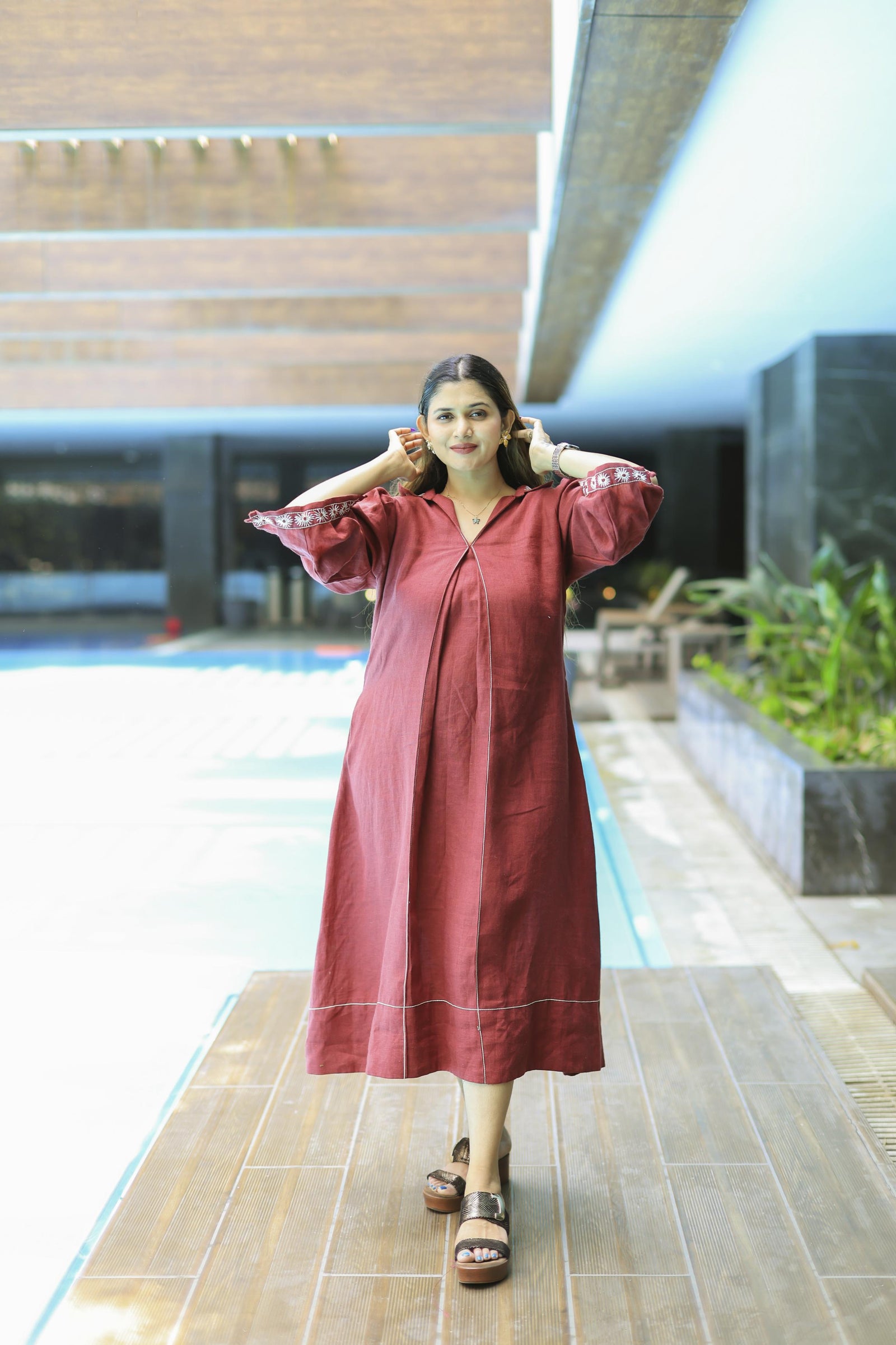 The Omna Women  Sunveil Linen Dress