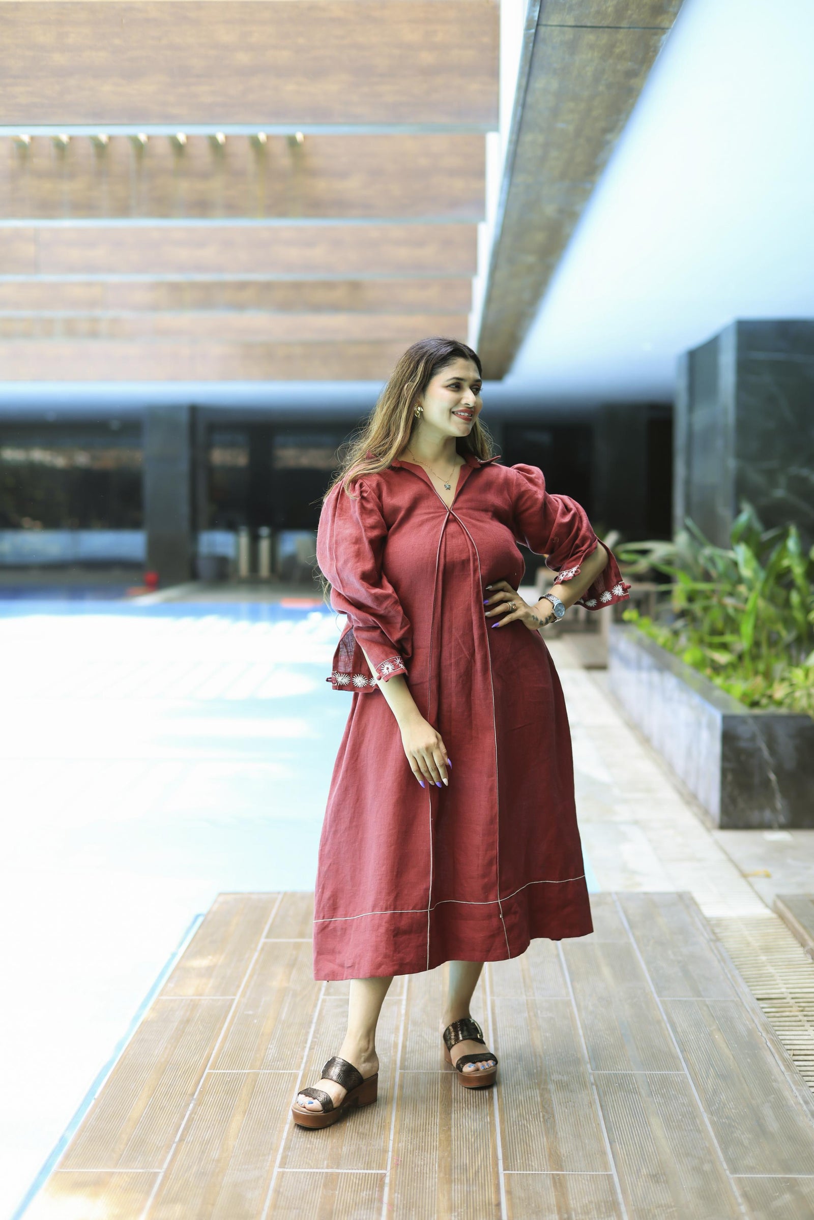 The Omna Women  Sunveil Linen Dress