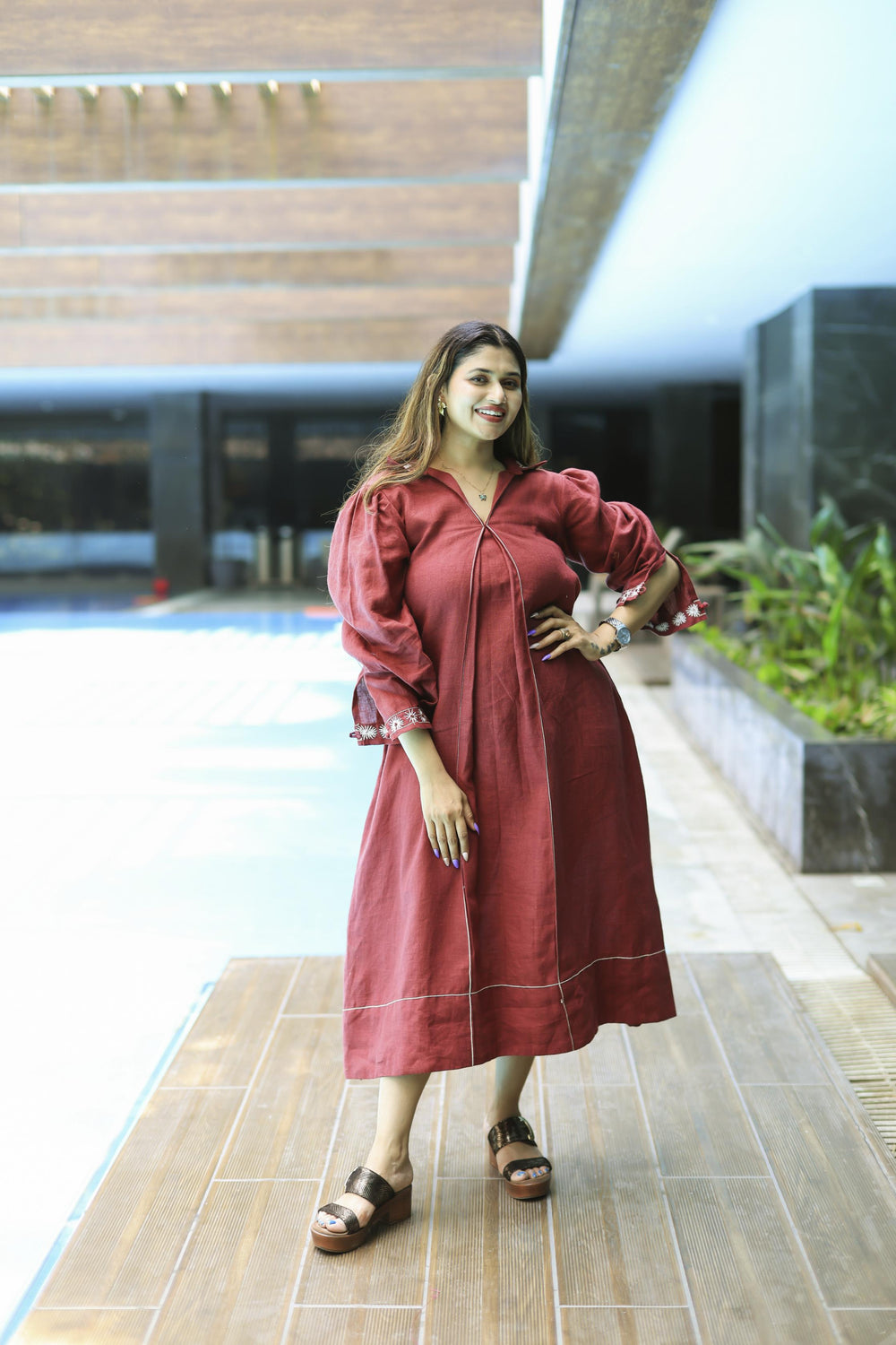 The Omna Women  Sunveil Linen Dress