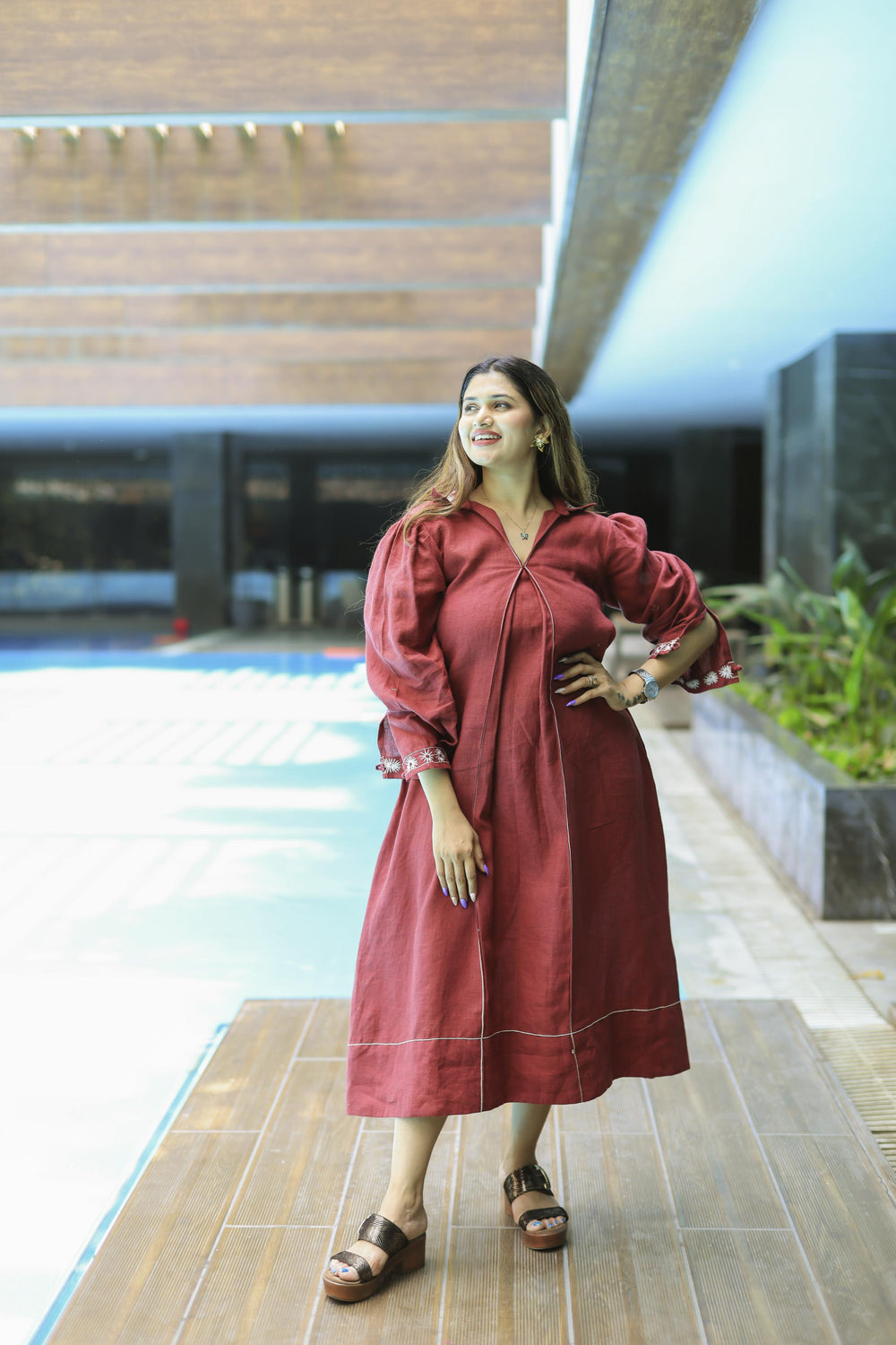 The Omna Women  Sunveil Linen Dress