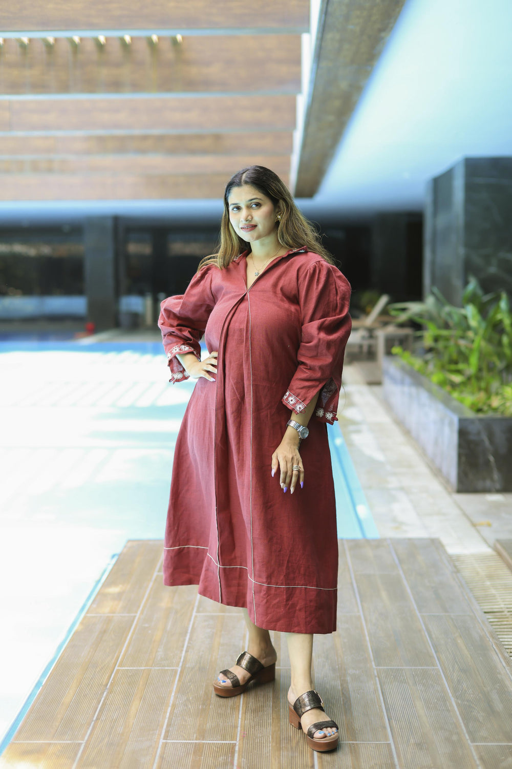 The Omna Women  Sunveil Linen Dress