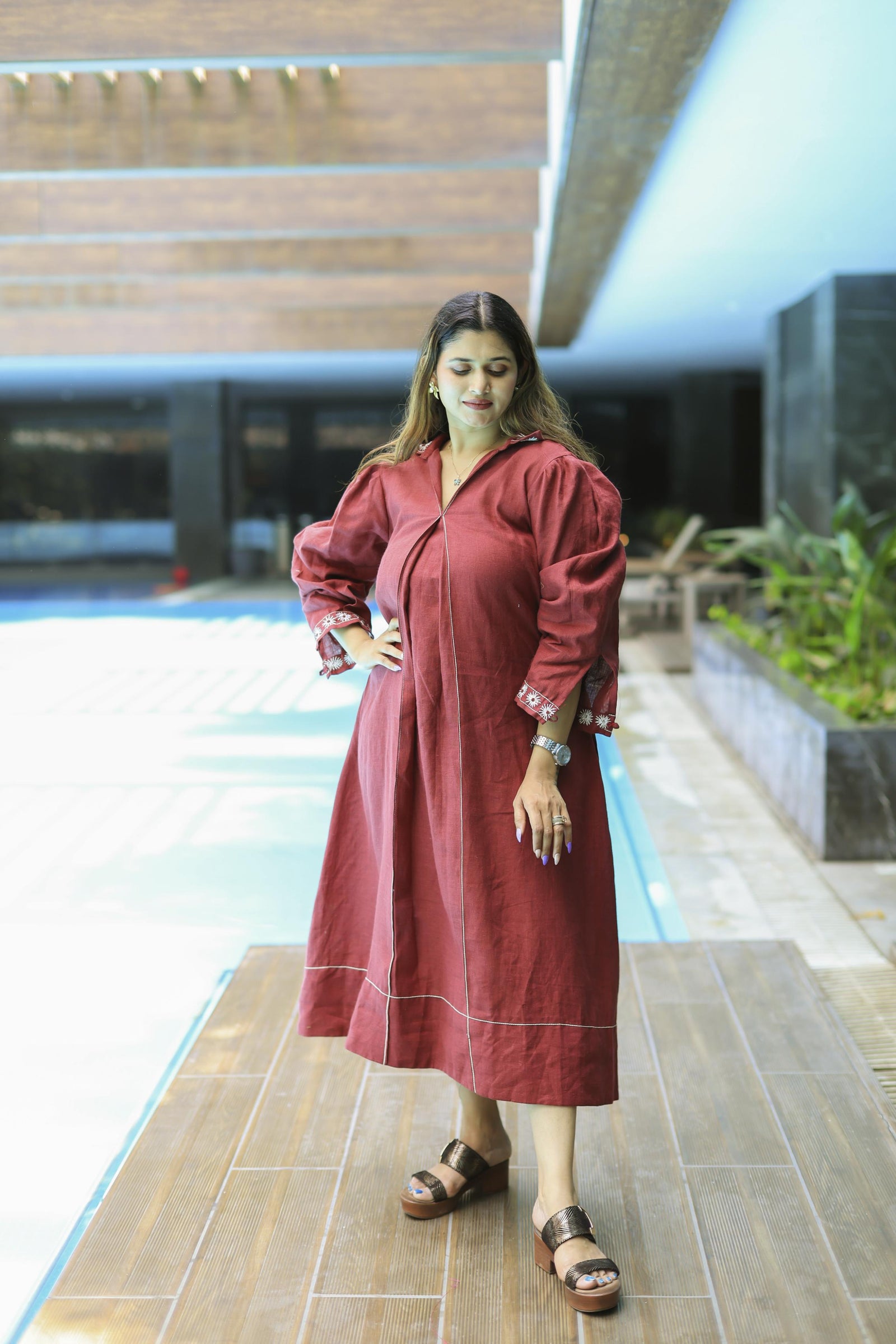 The Omna Women  Sunveil Linen Dress
