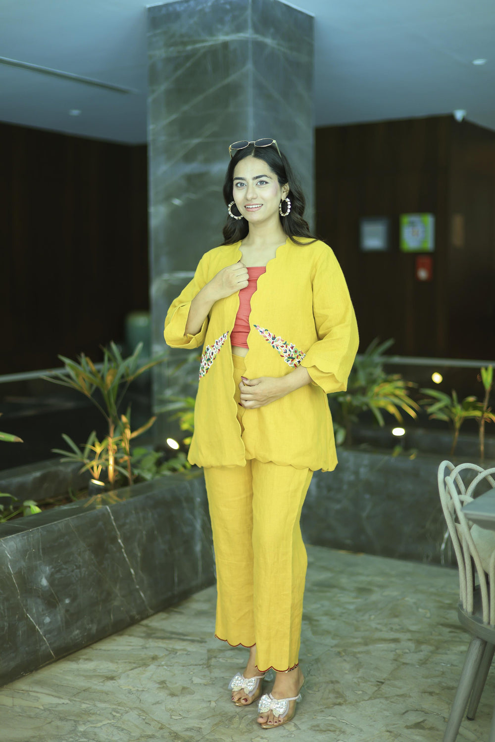The Omna Women Sunehri Linen co-ord set