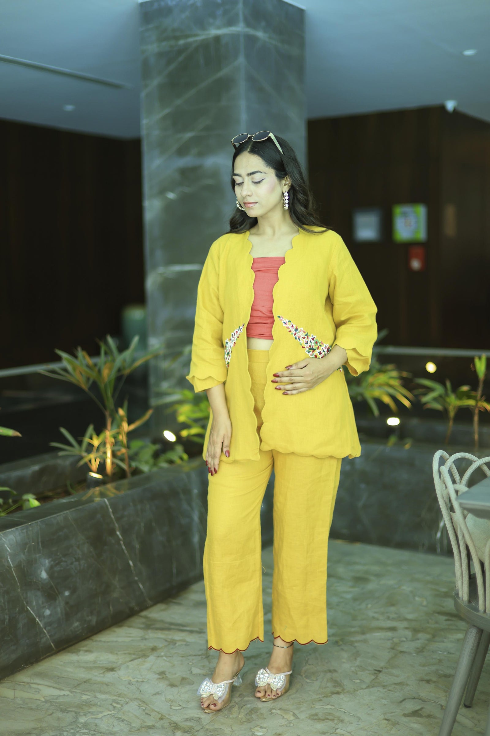 The Omna Women Sunehri Linen co-ord set