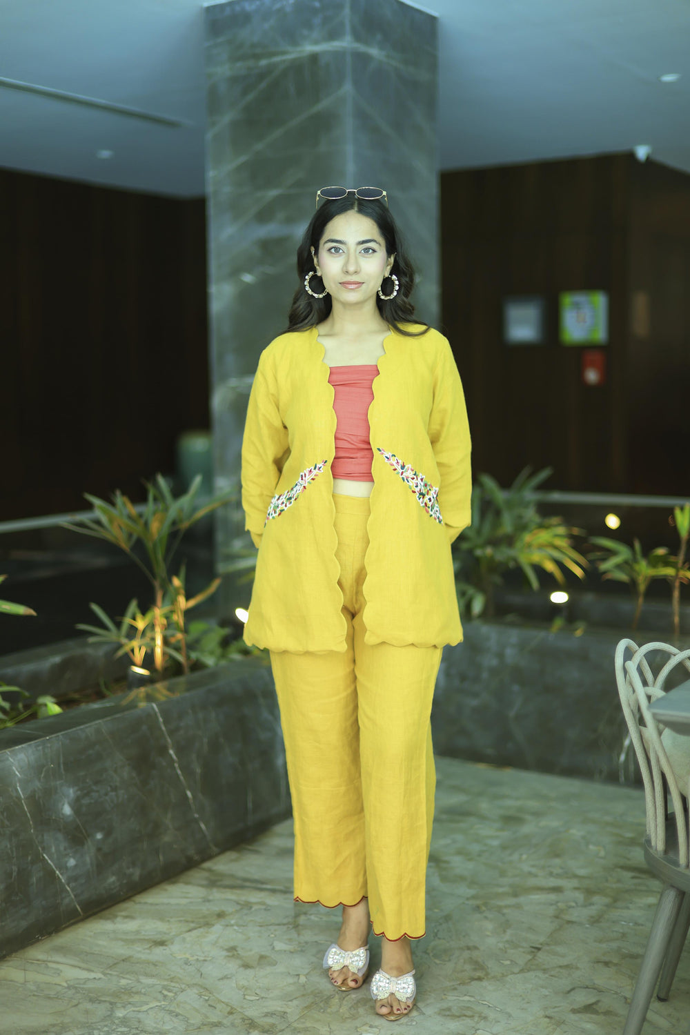 The Omna Women Sunehri Linen co-ord set