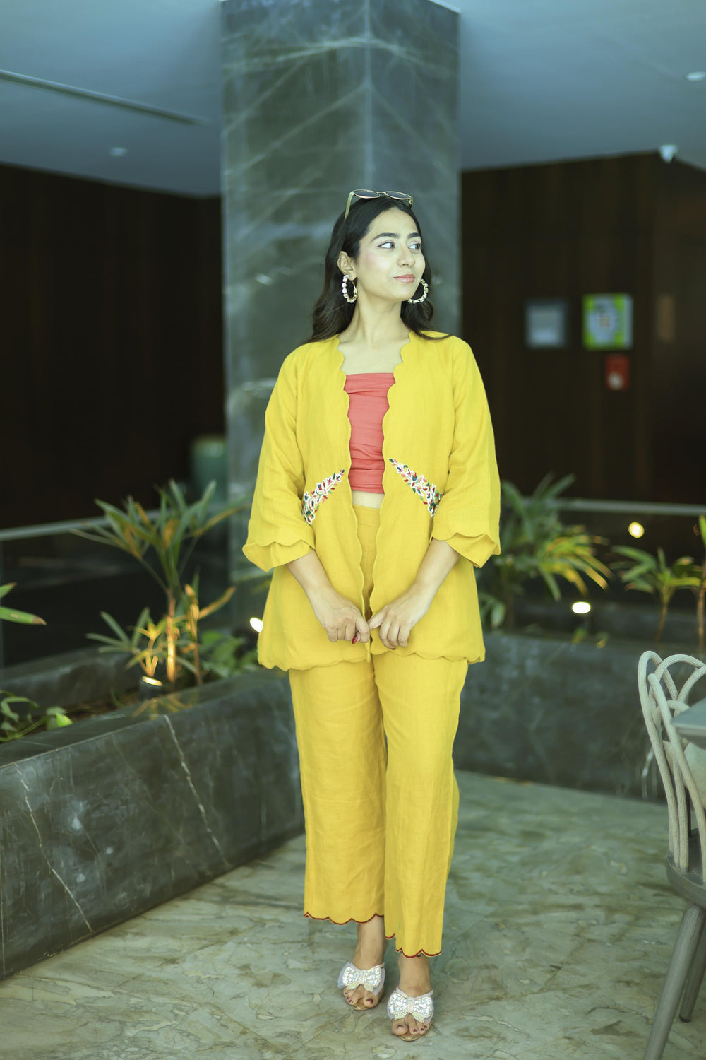 The Omna Women Sunehri Linen co-ord set
