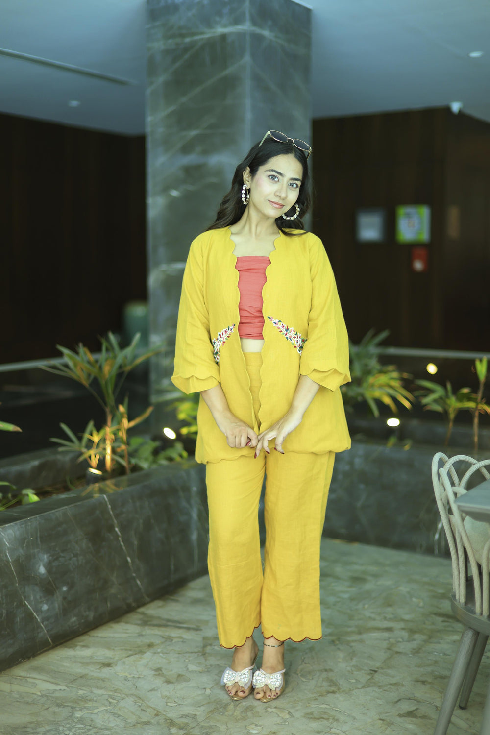 The Omna Women Sunehri Linen co-ord set