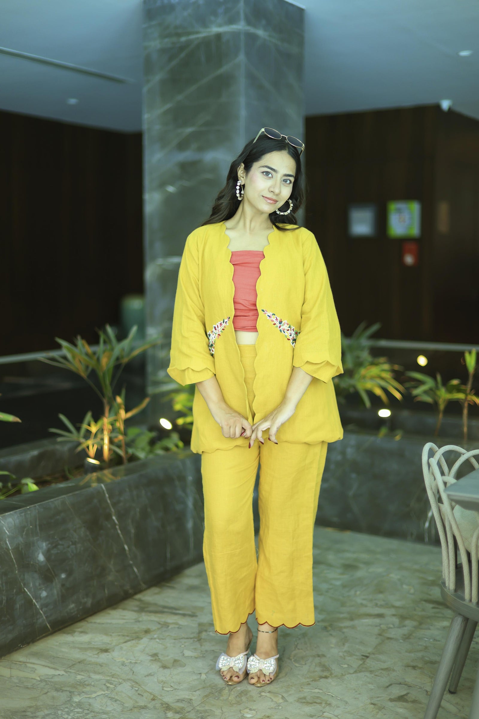 The Omna Women Sunehri Linen co-ord set