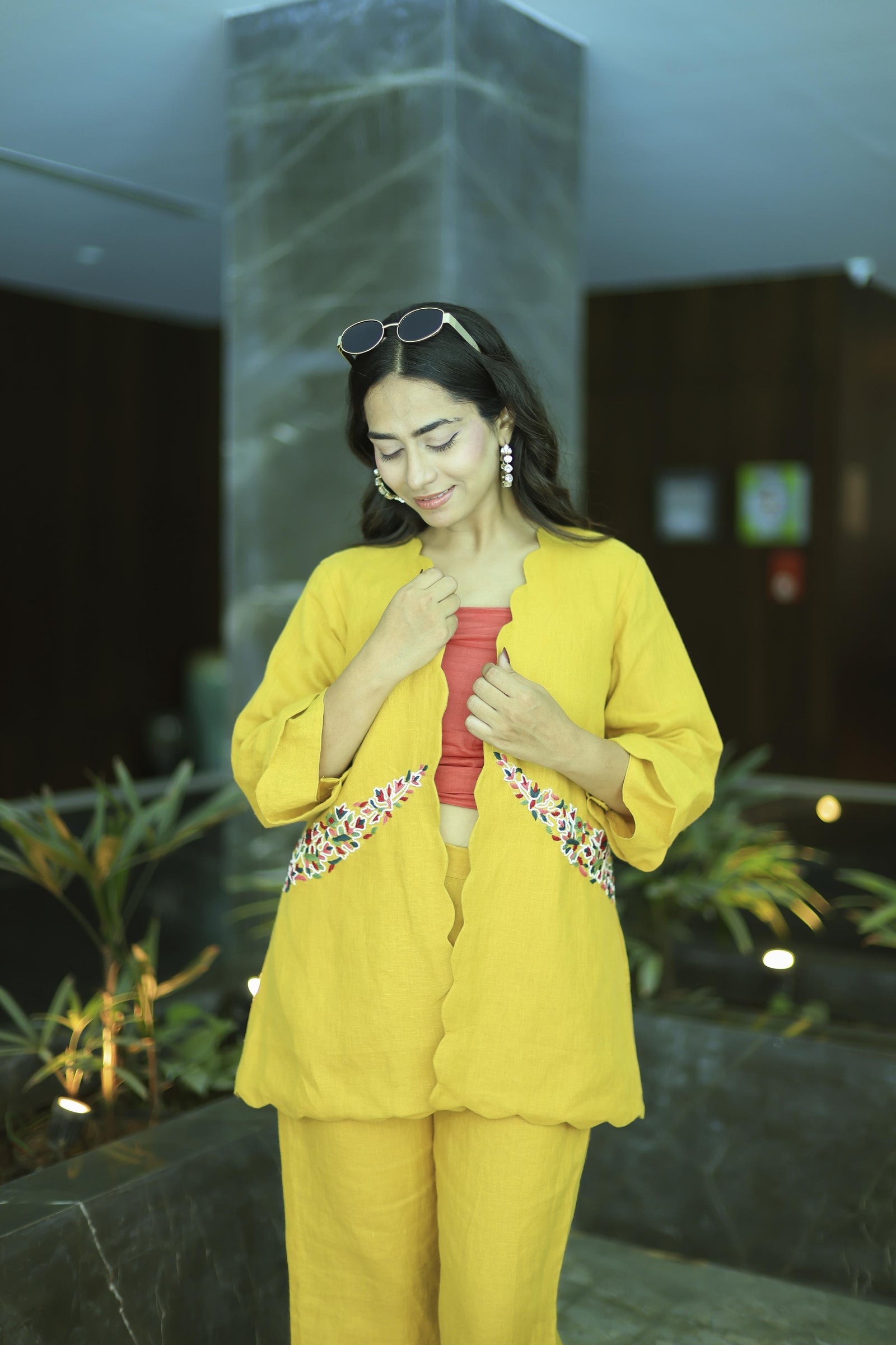 The Omna Women Sunehri Linen co-ord set